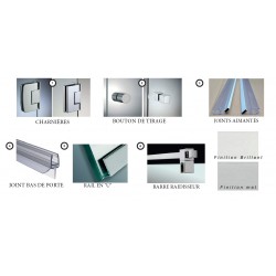 Kit de douche entre mur - Porte simple et retour fixe