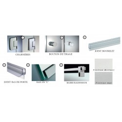 Kit de douche entre mur - Porte simple et retour fixe