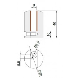 Pince pour tablette en verre 8mm